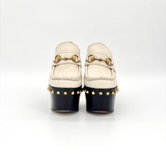 Gucci Vegas Spiked Pearl Horsebit Platform High Block Heel Loafers 36