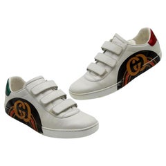 Gucci Velcro New Ace 39 Retro GG Logo Turnschuhe GG-0203N-0002 aus Leder