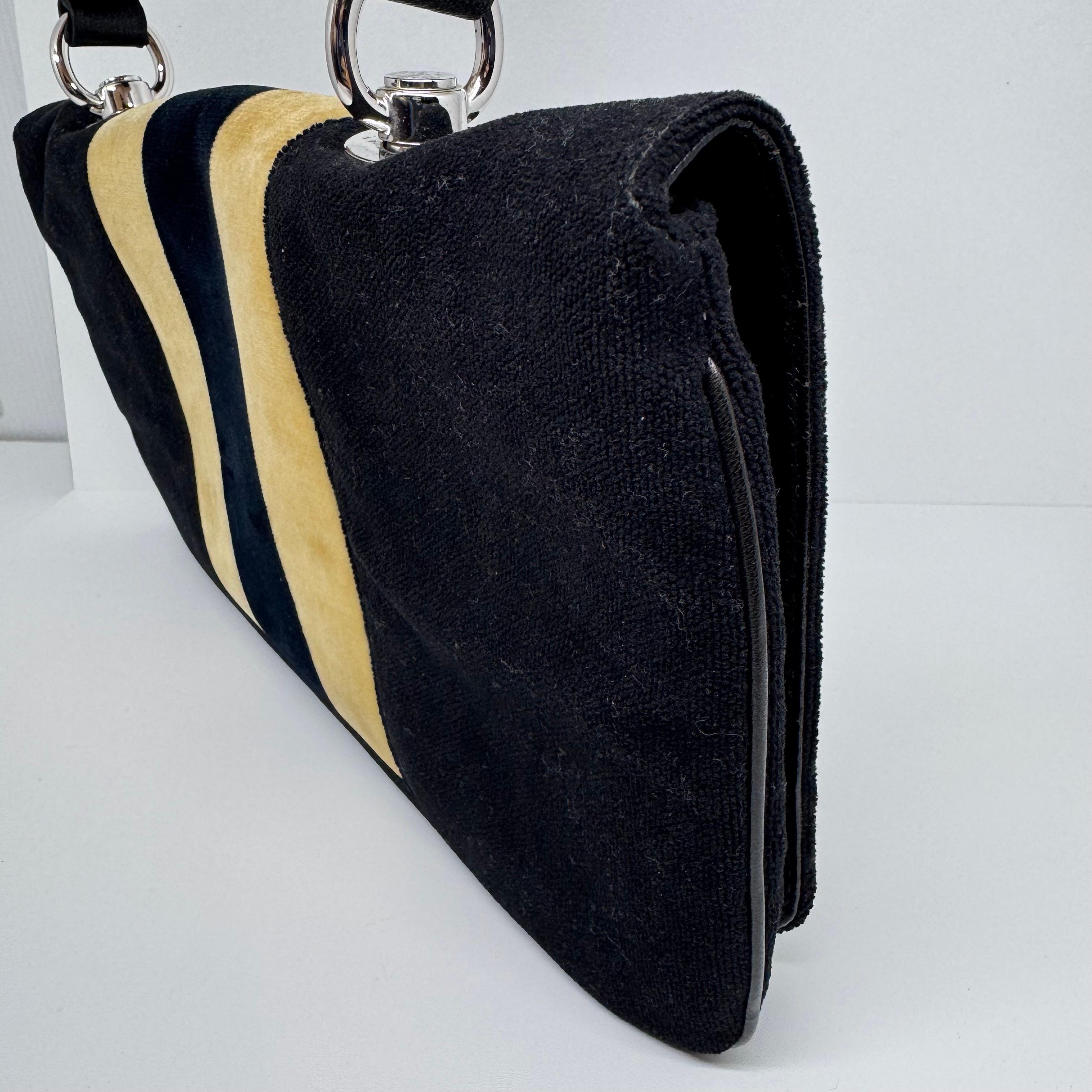 Gucci Velour Blondie Stripe GG Soho Flap Bag For Sale 6