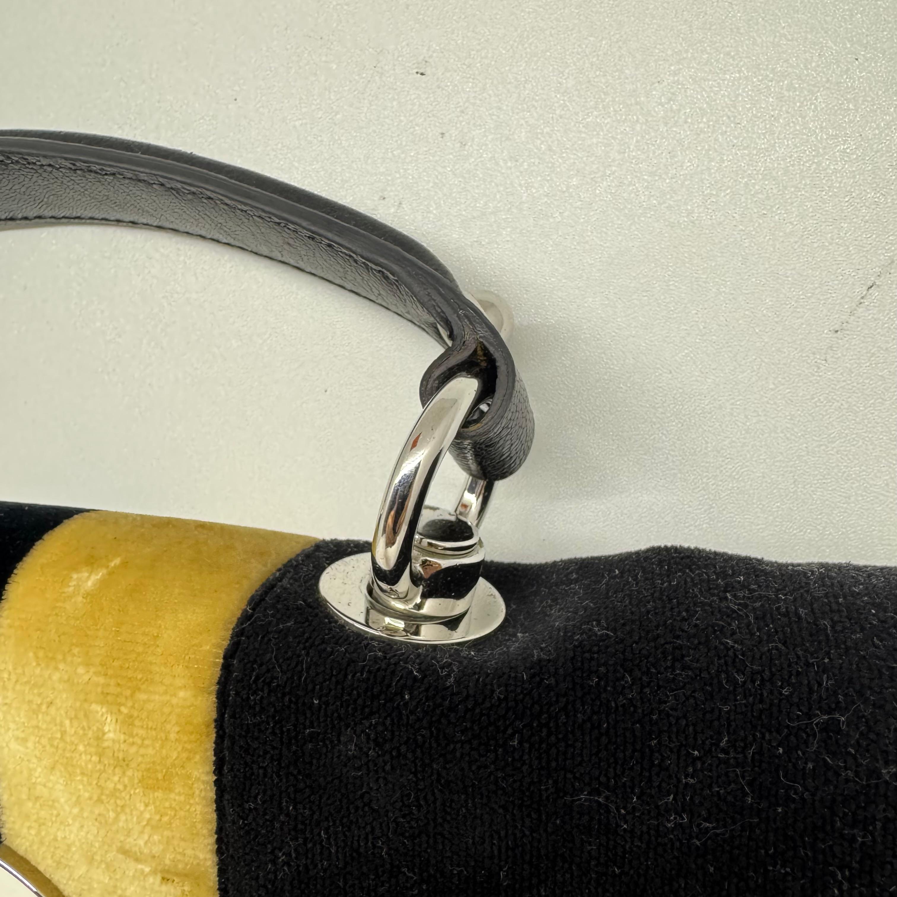 Gucci Velour Blondie Stripe GG Soho Flap Bag For Sale 9