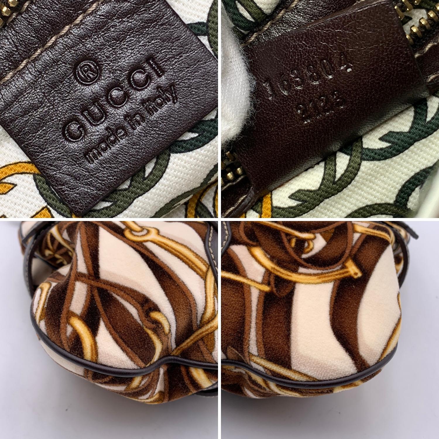 Women's Gucci Velvet and Leather 85th Anniversary Horsebit Print Hobo Bag