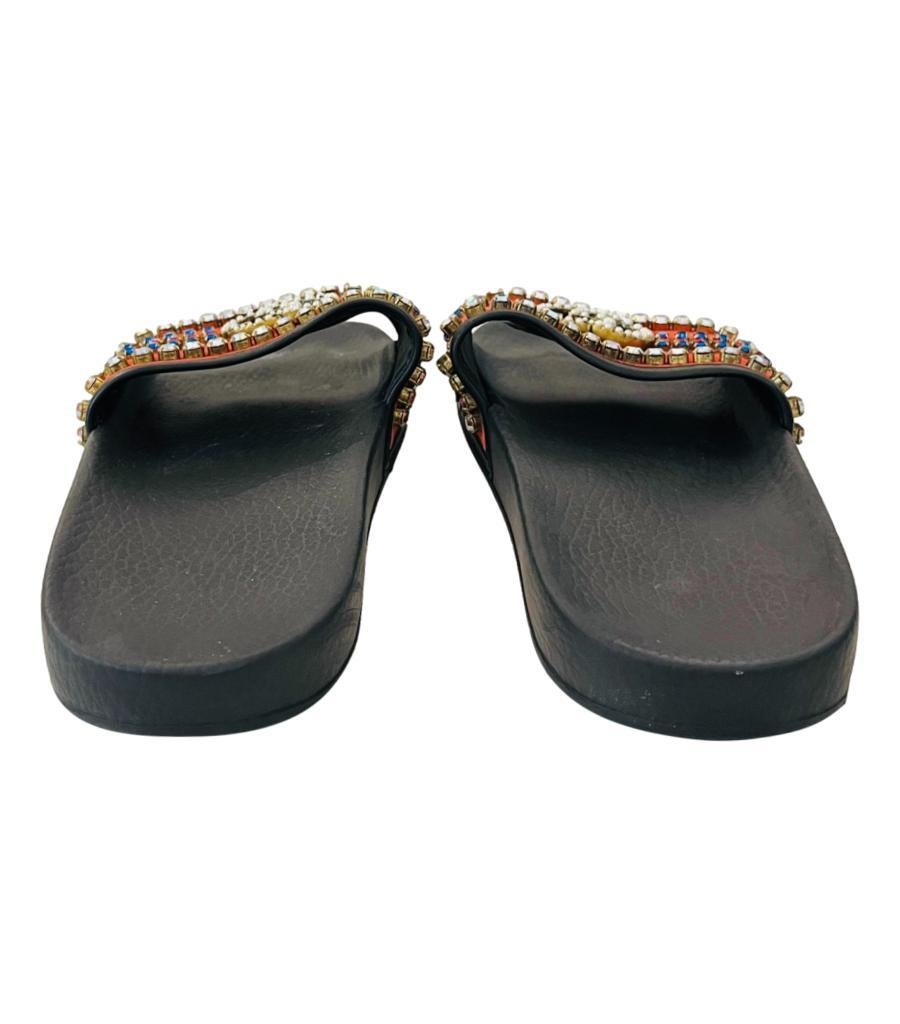 Gucci Velvet 'GG' Crystal Embellished Slide Sandals 1