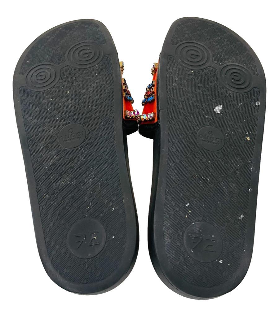 Gucci Velvet 'GG' Crystal Embellished Slide Sandals 2