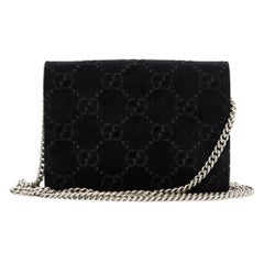 GUCCI Velvet GG Monogram Mini Dionysus Chain Wallet Black (401231)