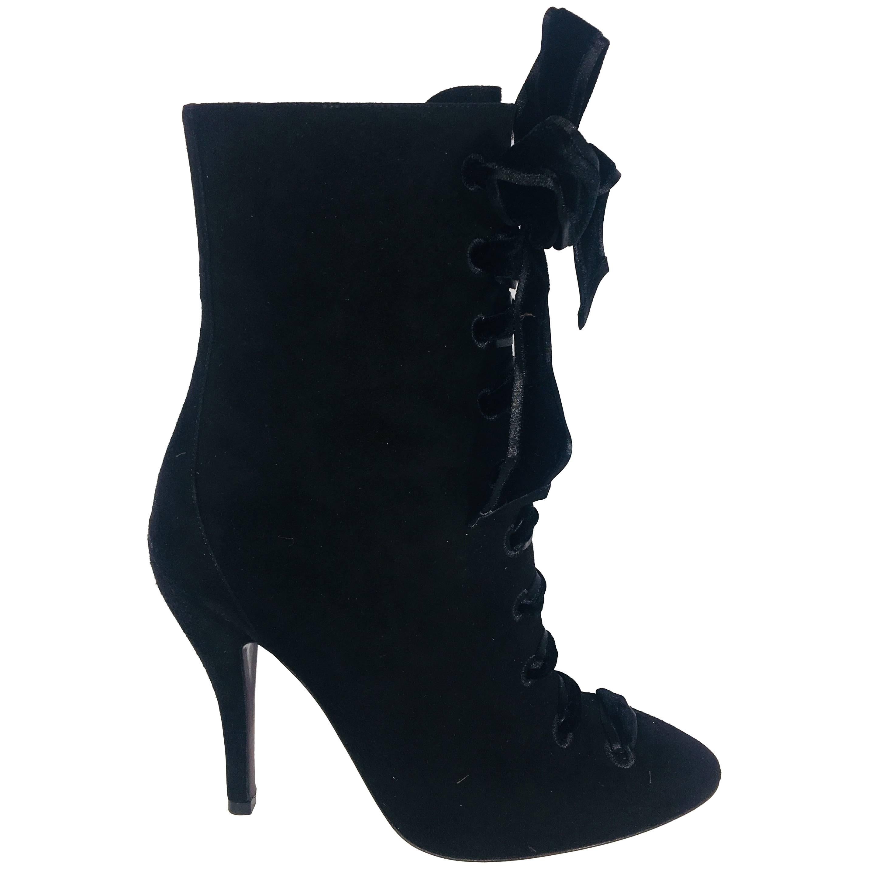 Gucci Velvet Lace Up Boots