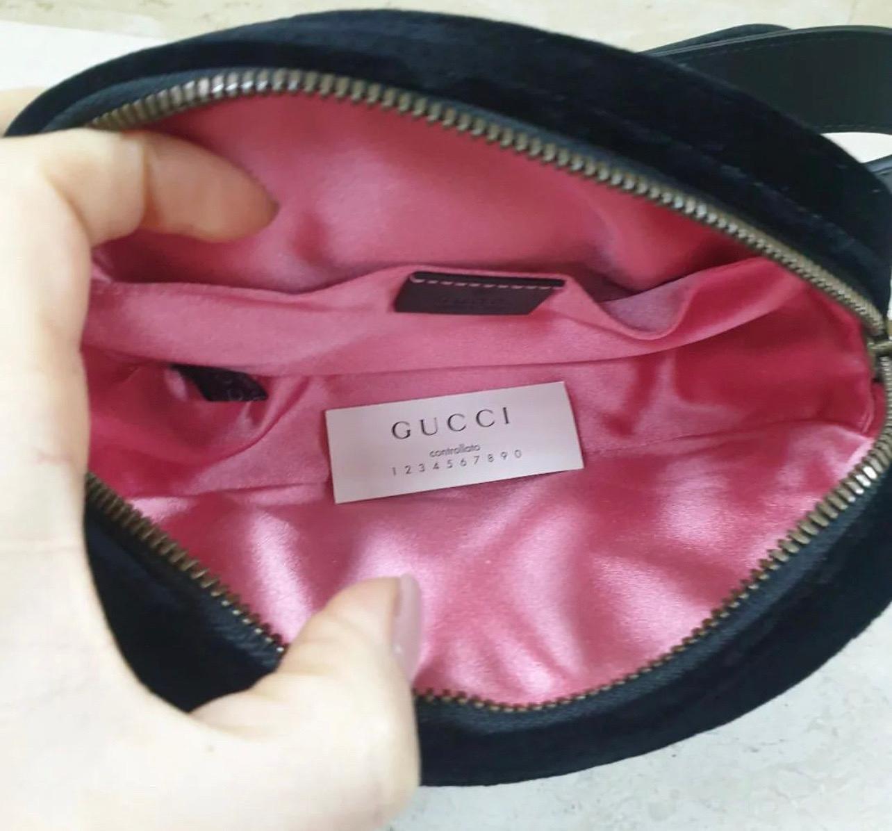 Black Gucci Velvet Matelasse Crystal Star GG Marmont Belt Bag For Sale