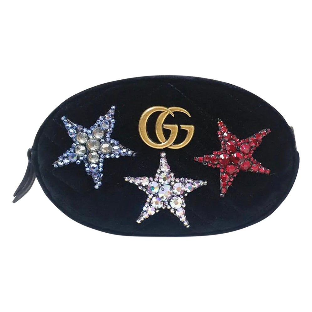 Gucci Velluto Matelasse Cristallo Stella GG Marmont Cintura Borsa in vendita