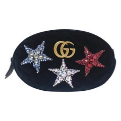 Gucci Velvet Matelasse Crystal Star GG Marmont Belt Bag