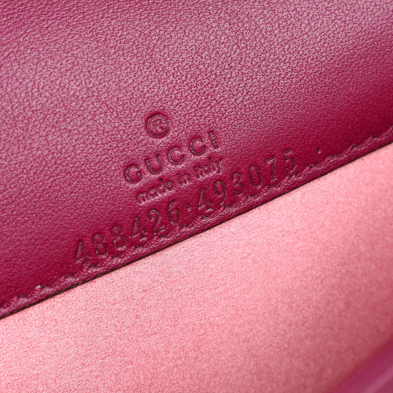 GUCCI Velvet Matelasse GG Marmont Mini Bag Fuchsia Violet Cyclamen For Sale 7