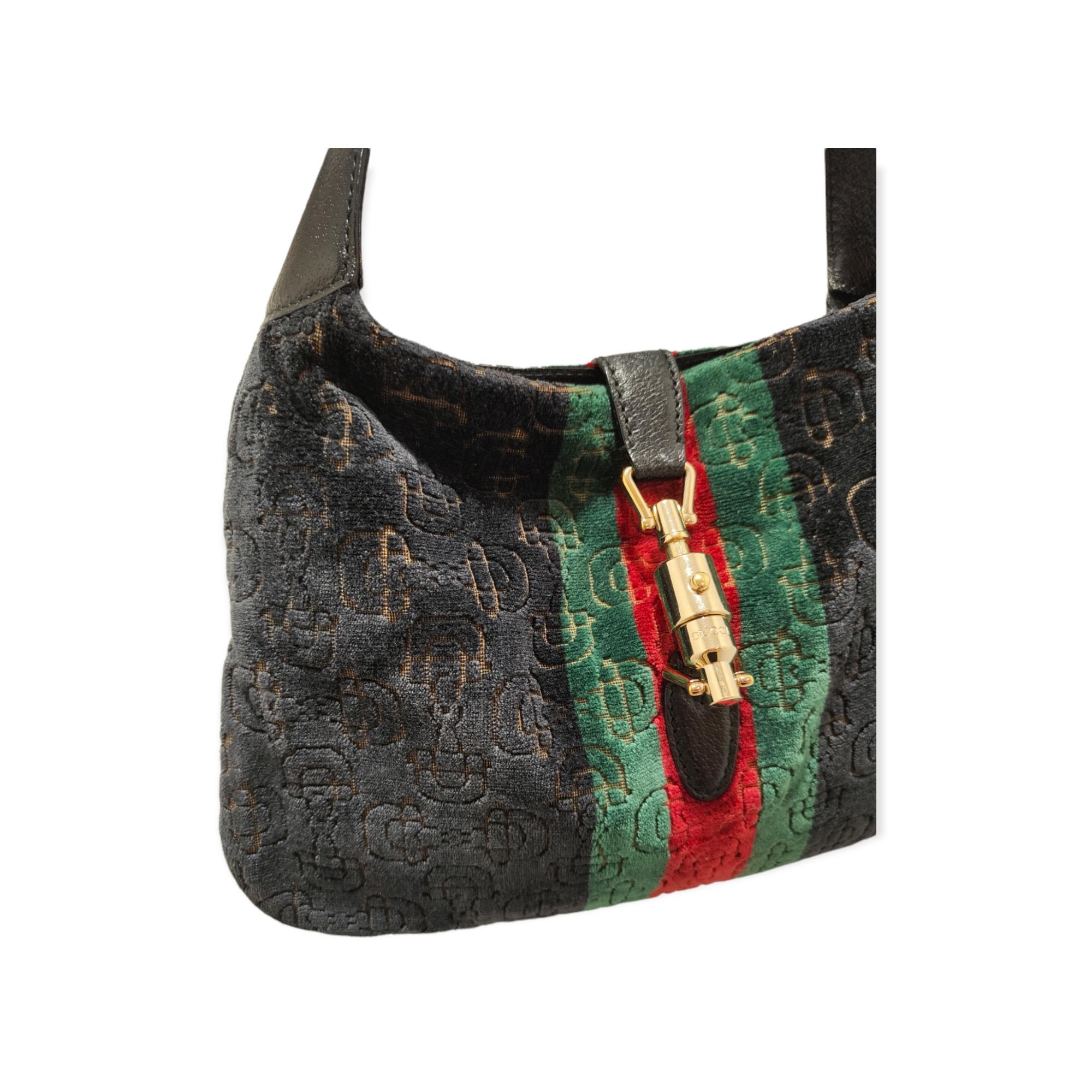 Black Gucci velvet multicoloured Jackie shoulder bag