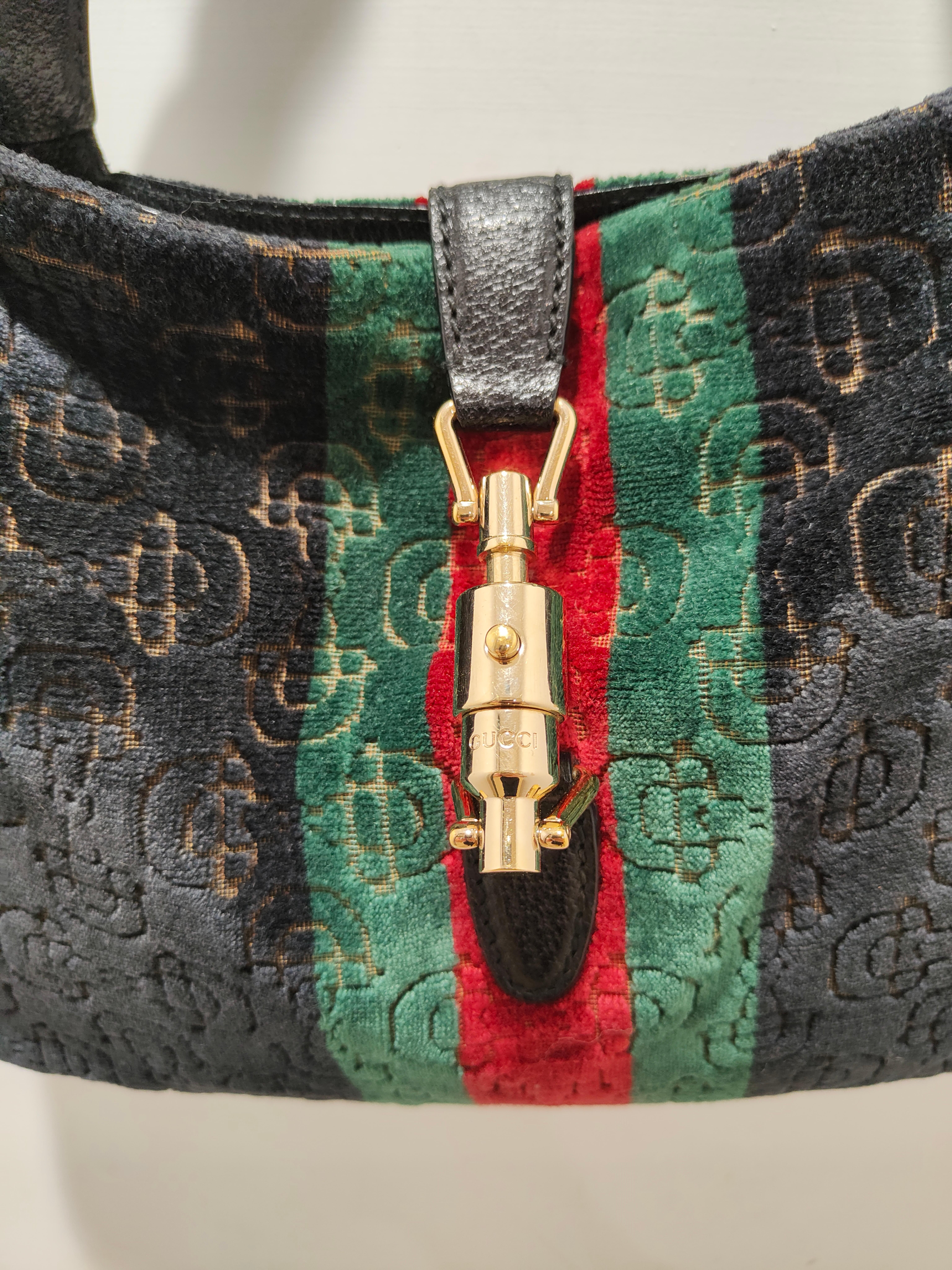 Gucci velvet multicoloured Jackie shoulder bag In Excellent Condition In Capri, IT