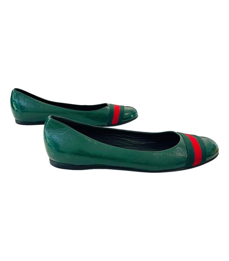 Gucci Vernice Naplack Web Ballet Flats In Excellent Condition In London, GB