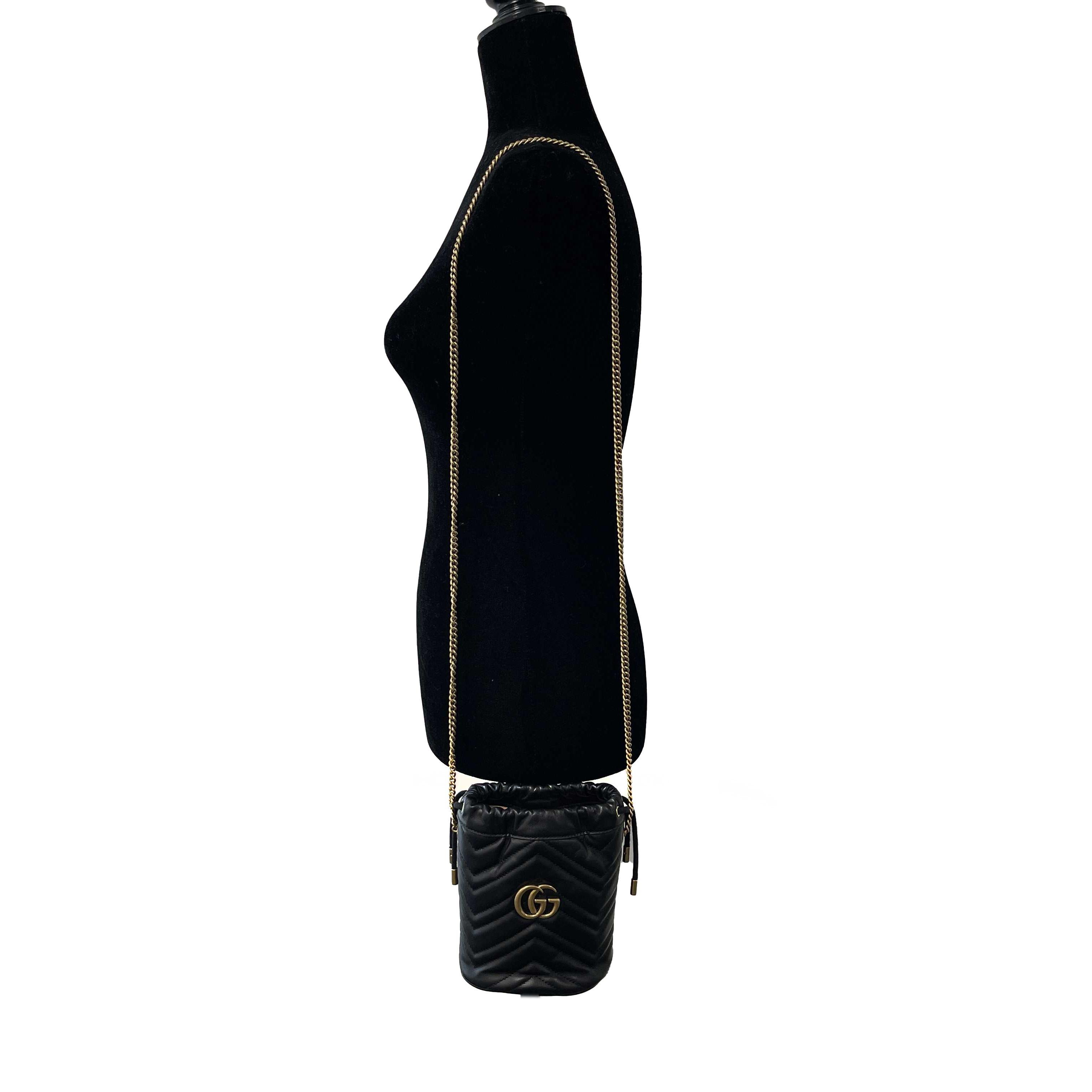 Gucci - Very Good - GG Marmont Bucket Bag Mini - Black - Handbag 5