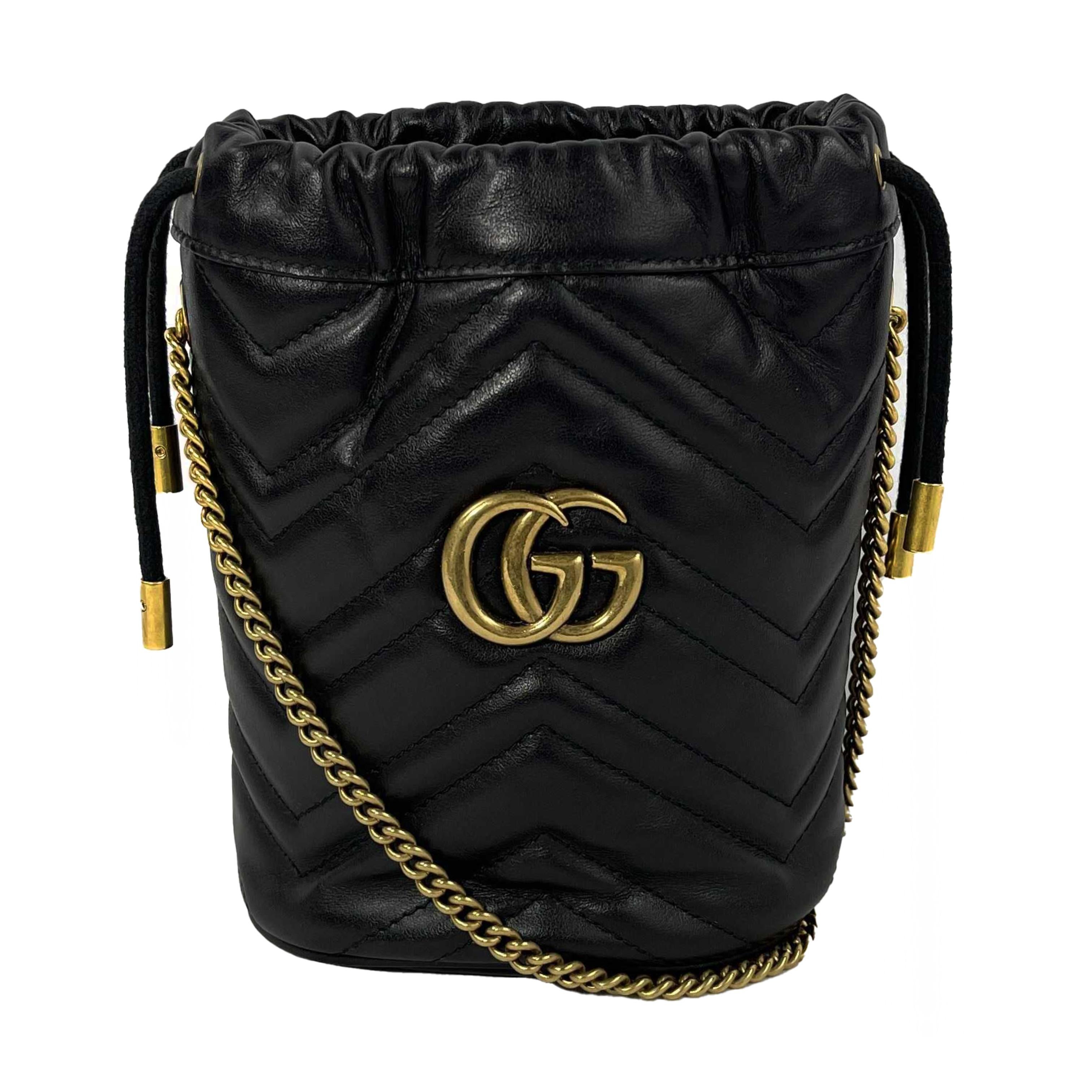 Gucci - Very Good - GG Marmont Bucket Bag Mini - Black - Handbag 8