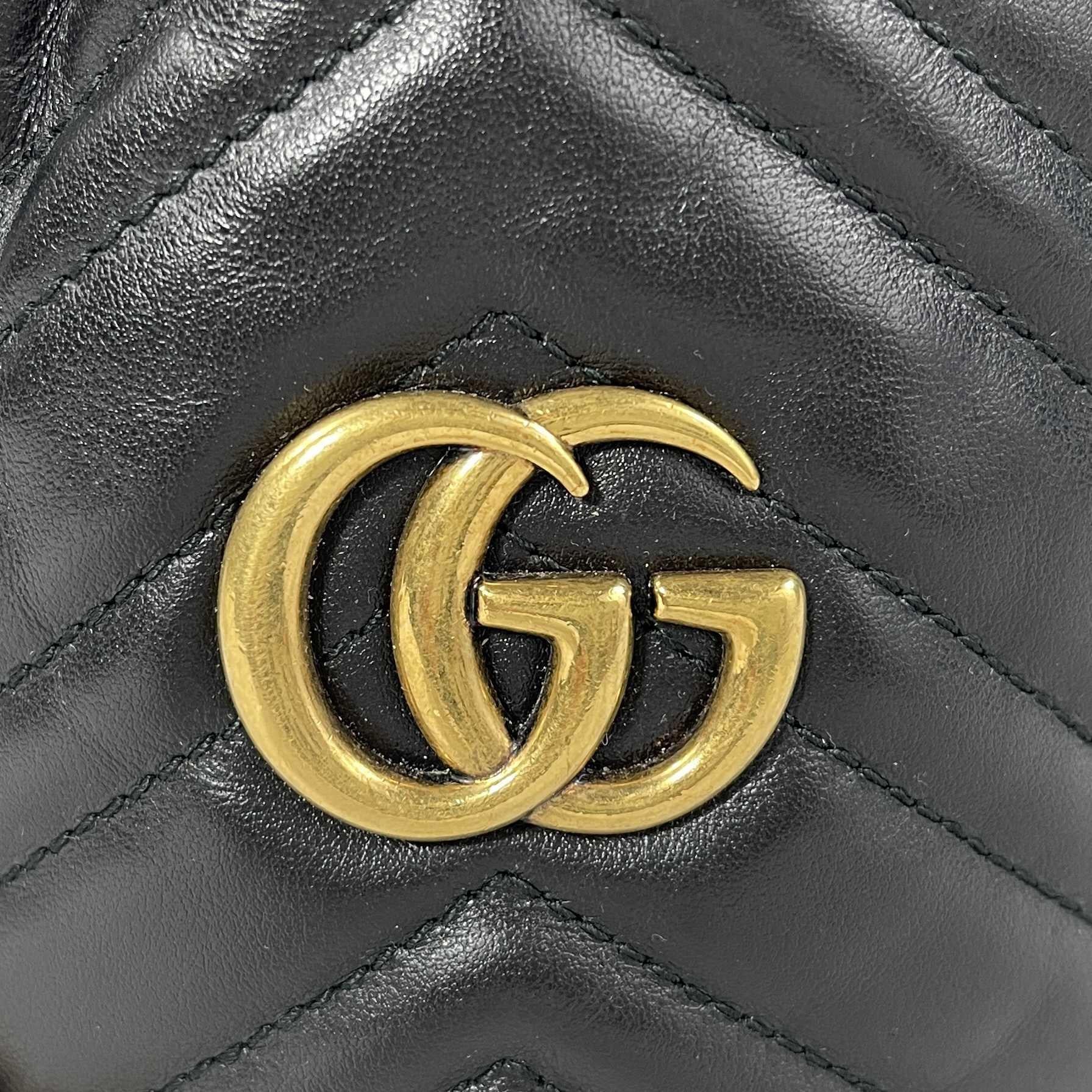 Gucci - Very Good - GG Marmont Bucket Bag Mini - Black - Handbag 3