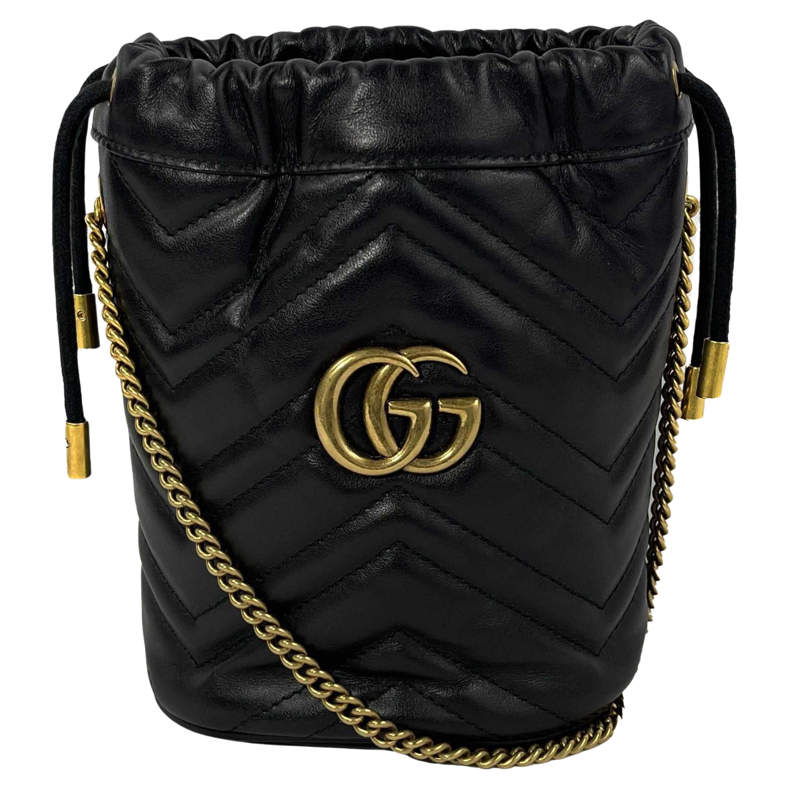 Gucci - Very Good - GG Marmont Bucket Bag Mini - Black - Handbag