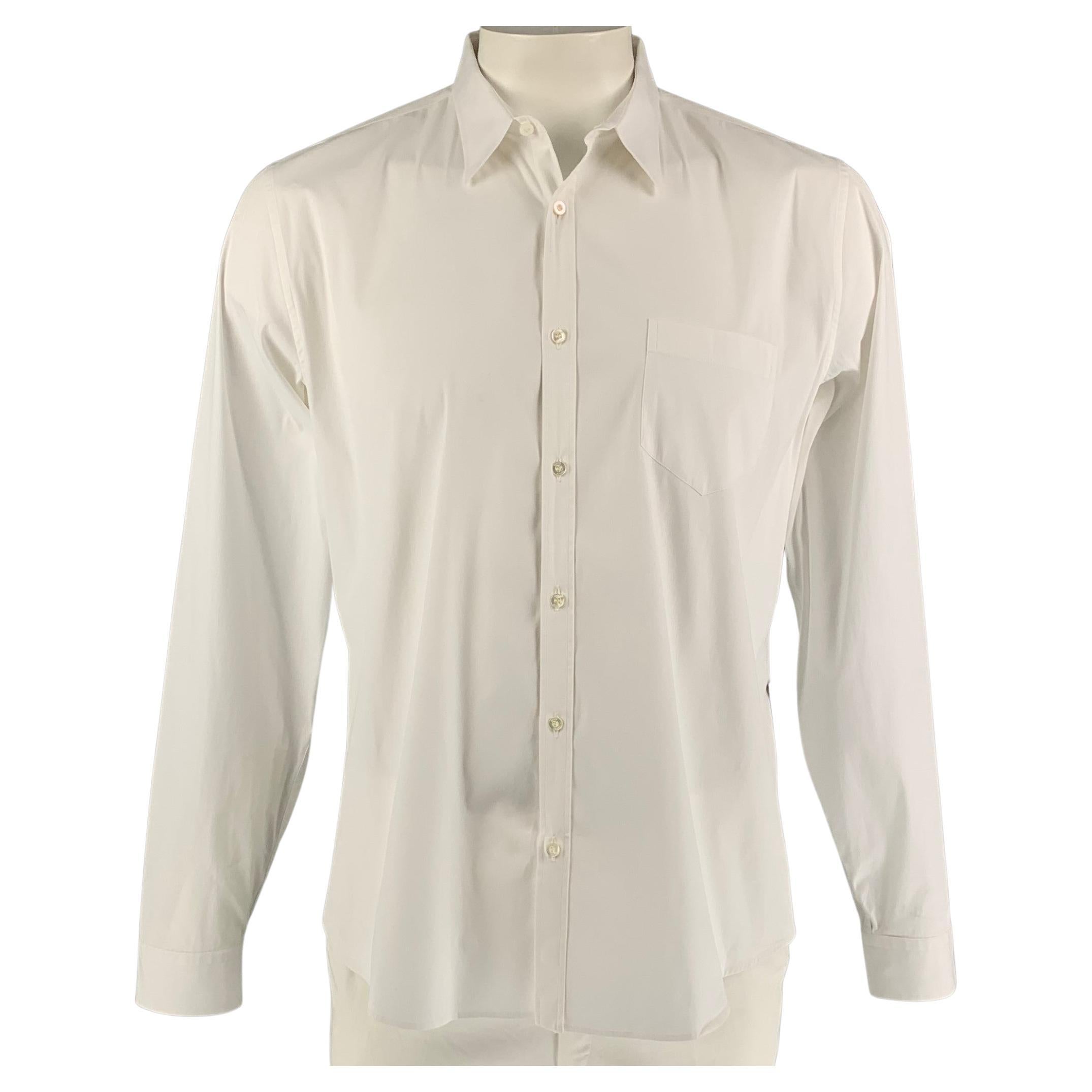 GUCCI ViaGIO Size XL White Poplin One Pocket Long Sleeve Shirt For Sale at  1stDibs