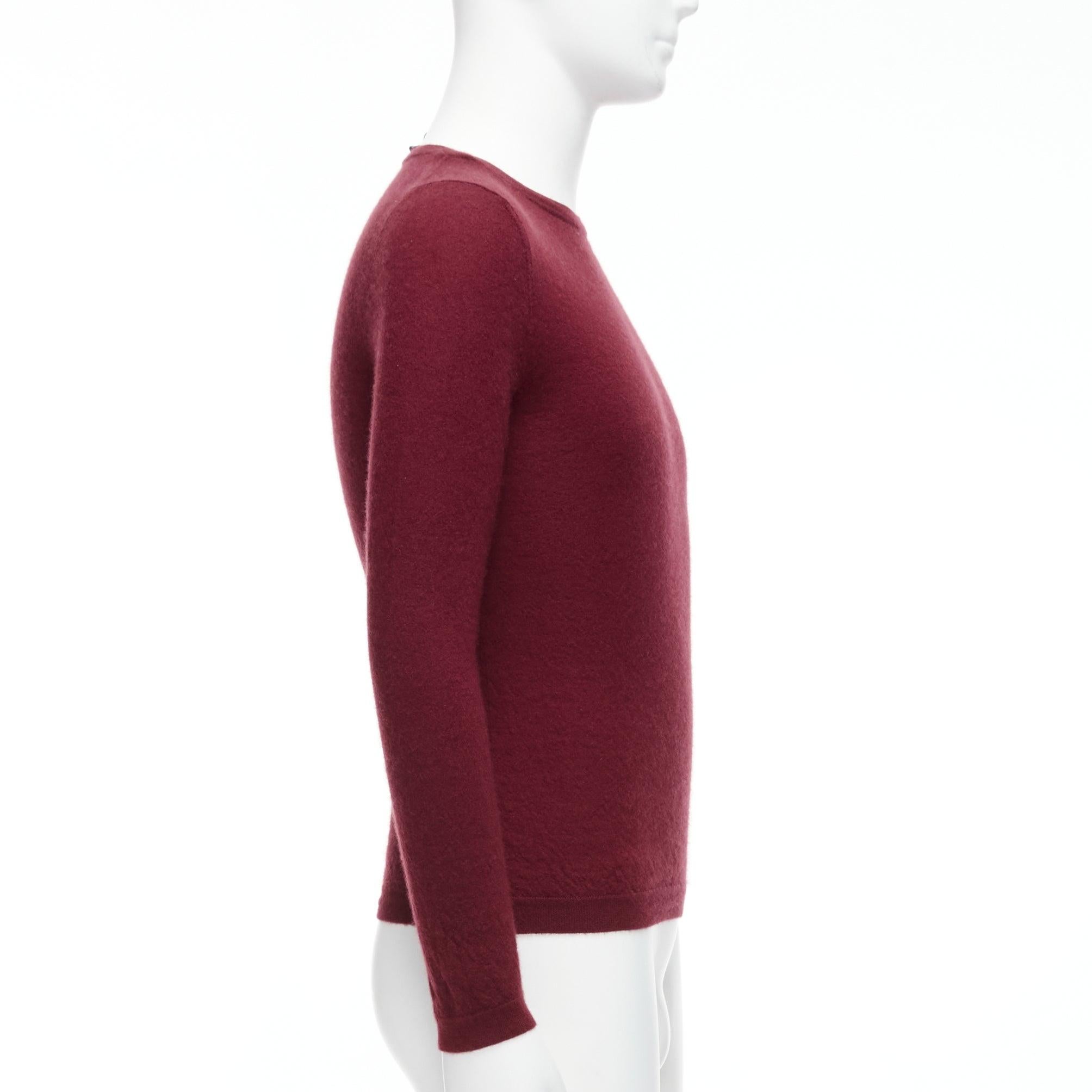 GUCCI Vintage 100% cashmere burgundy GG logo bateau neck sweater L In Excellent Condition In Hong Kong, NT