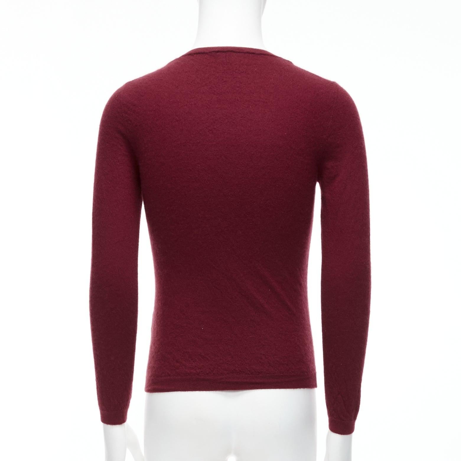 GUCCI Vintage 100% cashmere burgundy GG logo bateau neck sweater L For Sale 1