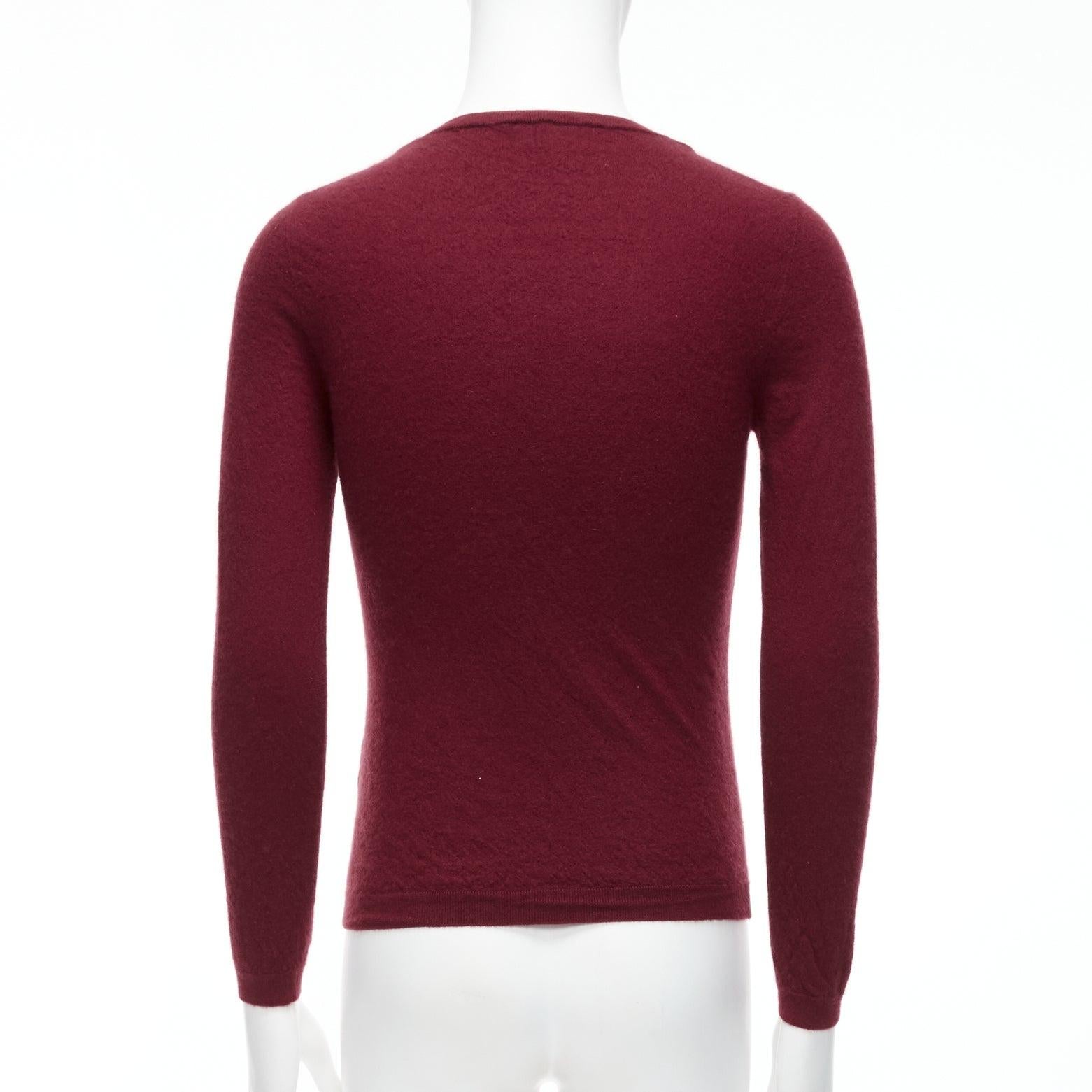 Men's GUCCI Vintage 100% cashmere burgundy GG logo bateau neck sweater L