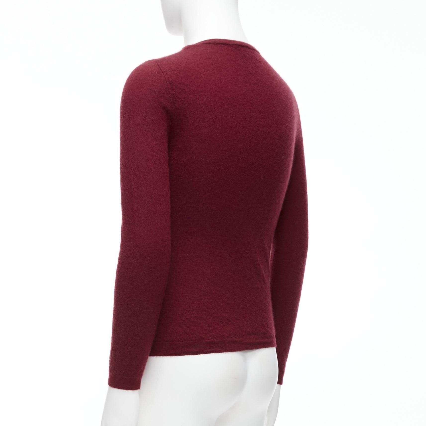 GUCCI Vintage 100% cashmere burgundy GG logo bateau neck sweater L For Sale 2
