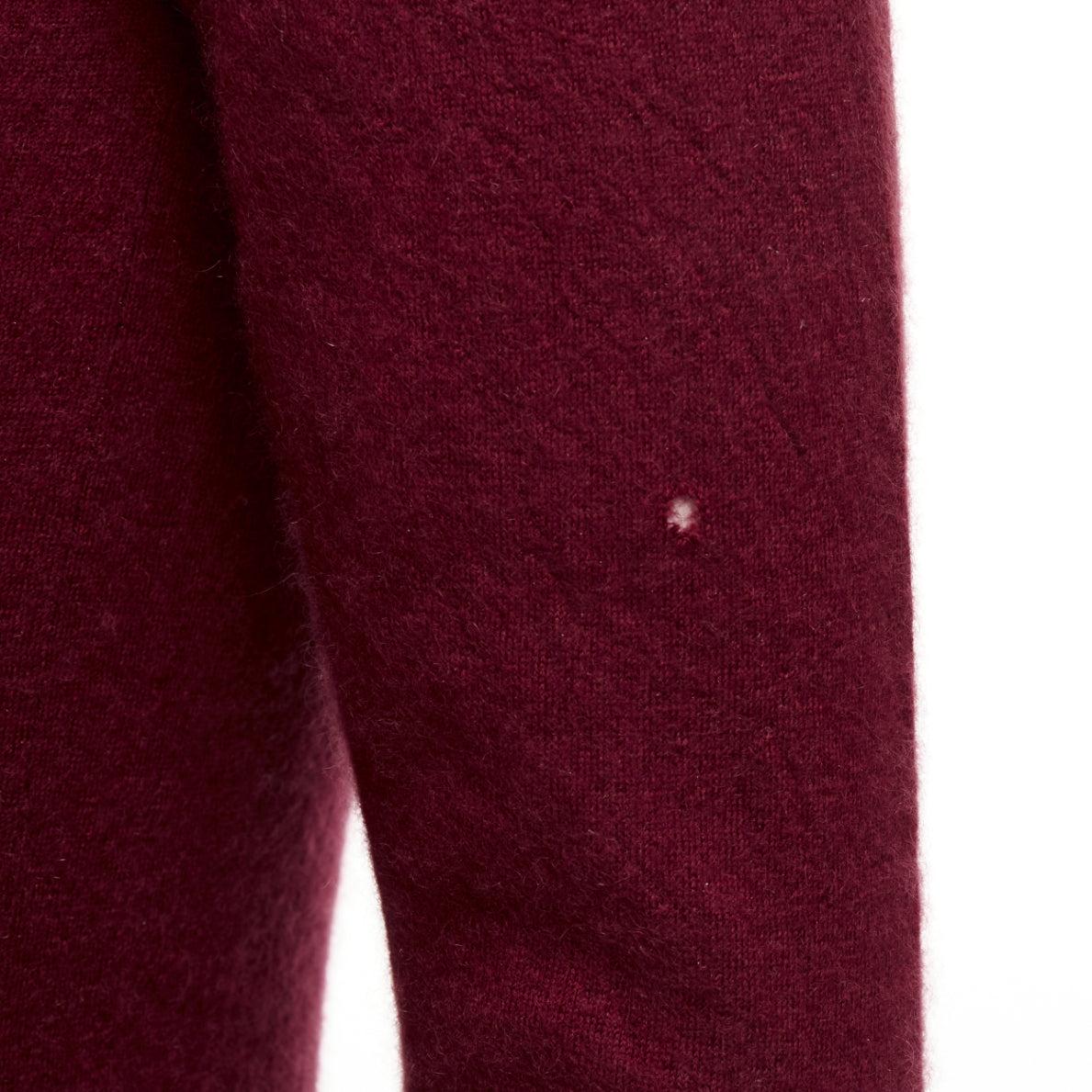 GUCCI Vintage 100% cashmere burgundy GG logo bateau neck sweater L 2