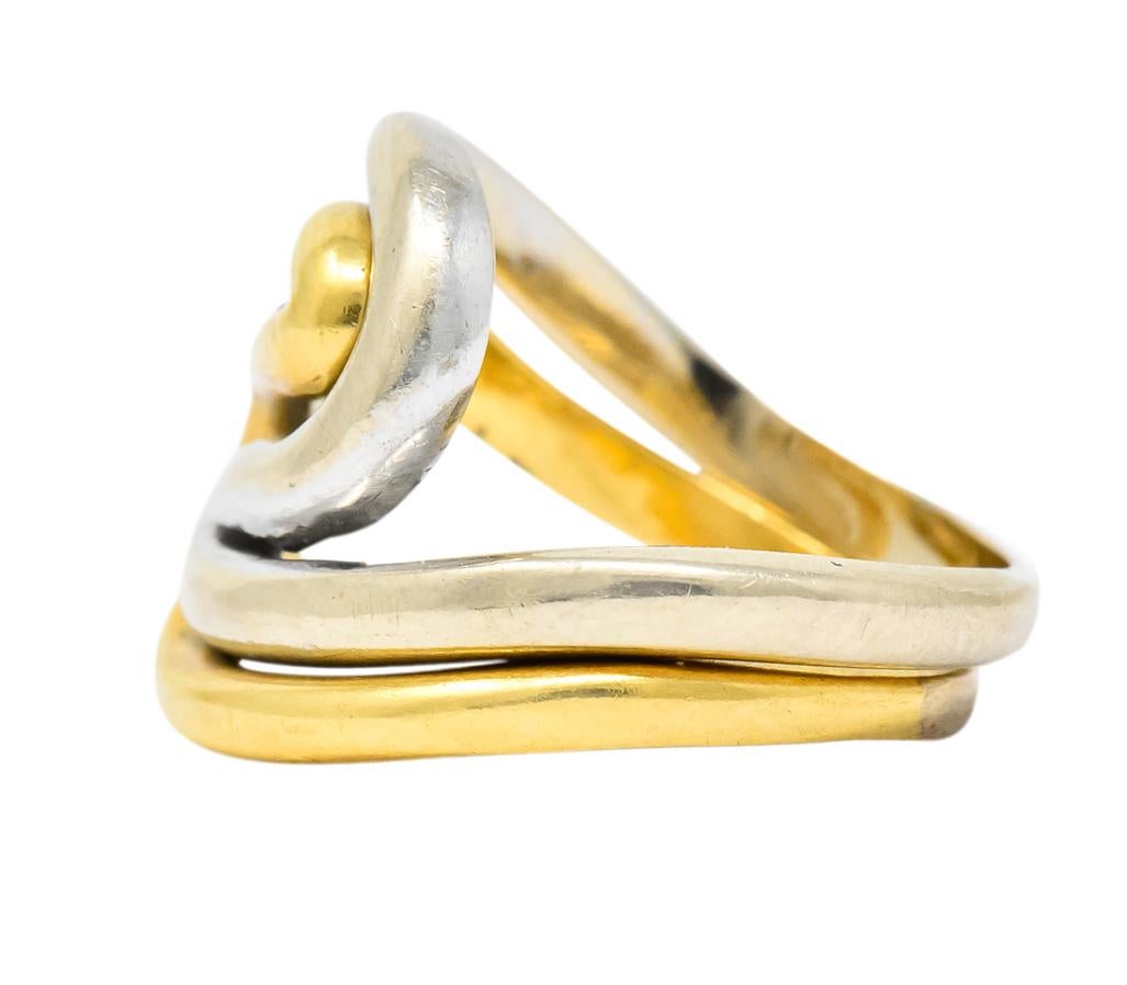 Modern Gucci Vintage 18 Karat Two-Tone Gold Wave Stacking Rings