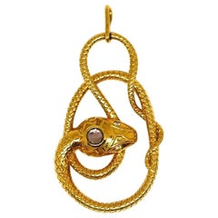 Gucci Vintage 18 Karat Yellow Gold Amethyst Diamond Snake Pendant