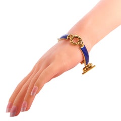 Gucci Vintage 18 Karat Yellow Gold and Blue Enamel Bracelet