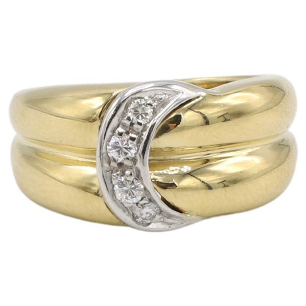 Gucci Vintage 18 Karat Yellow Gold Natural Diamond Band Ring