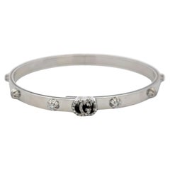 Gucci Vintage 18K White Gold Bangle Bracelet with 1.50 Carat F-VS Diamond