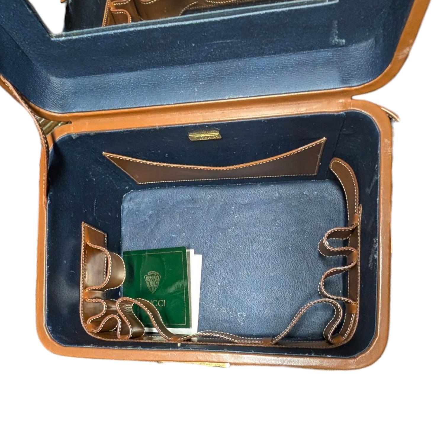 Gucci Vintage 1970s Beauty Train Case Travel Bag For Sale 6