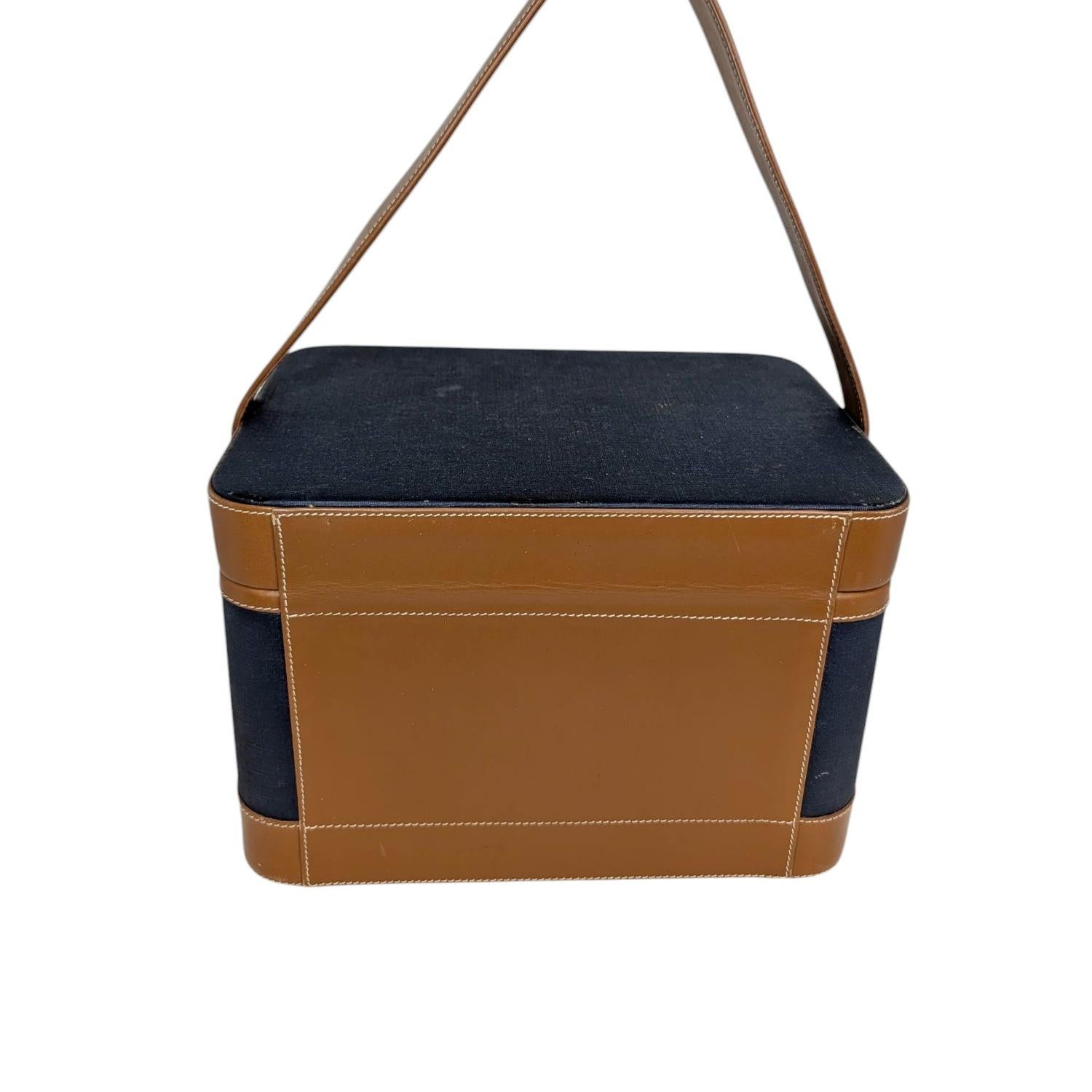 Black Gucci Vintage 1970s Beauty Train Case Travel Bag For Sale