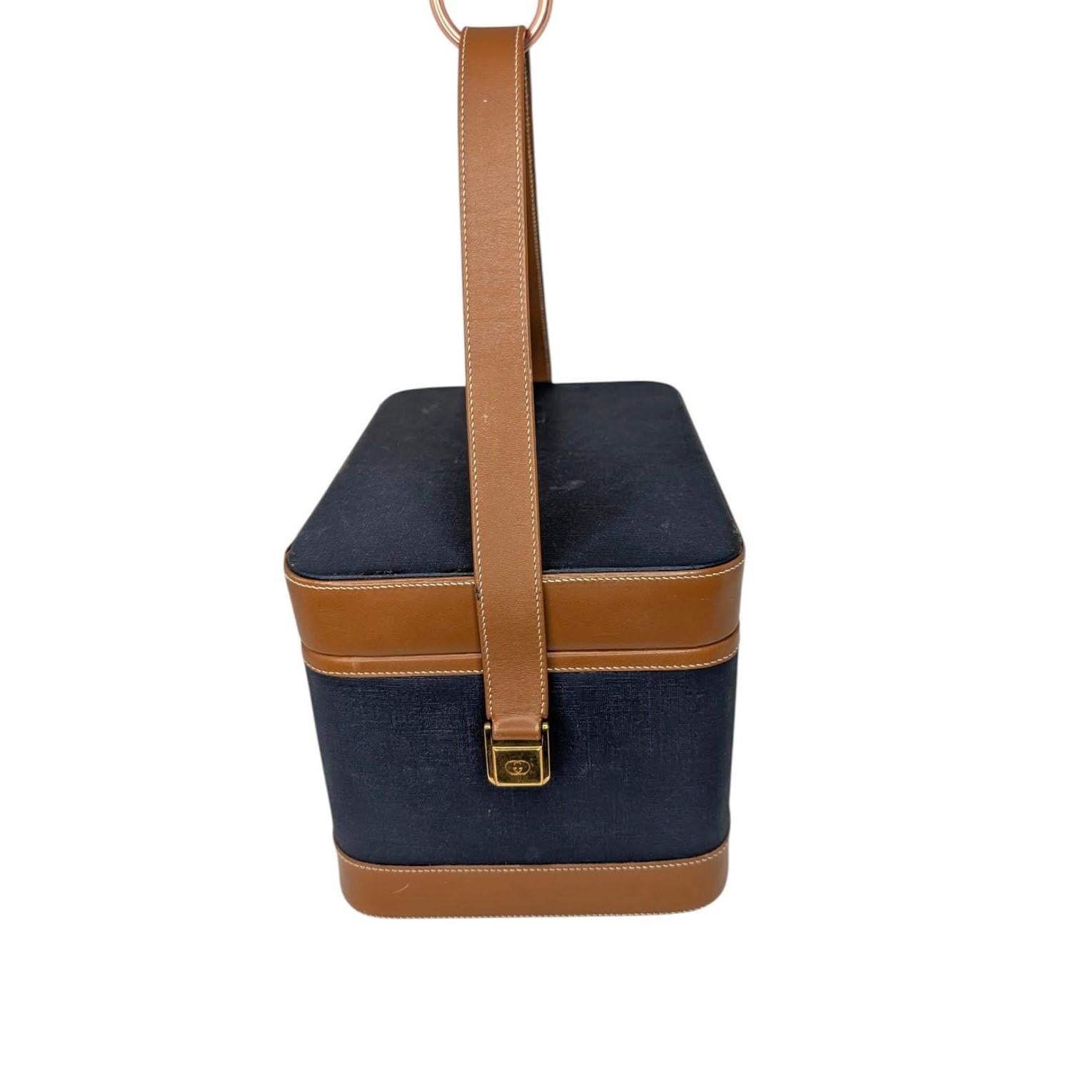 Gucci Vintage 1970s Beauty Train Case Travel Bag For Sale 2