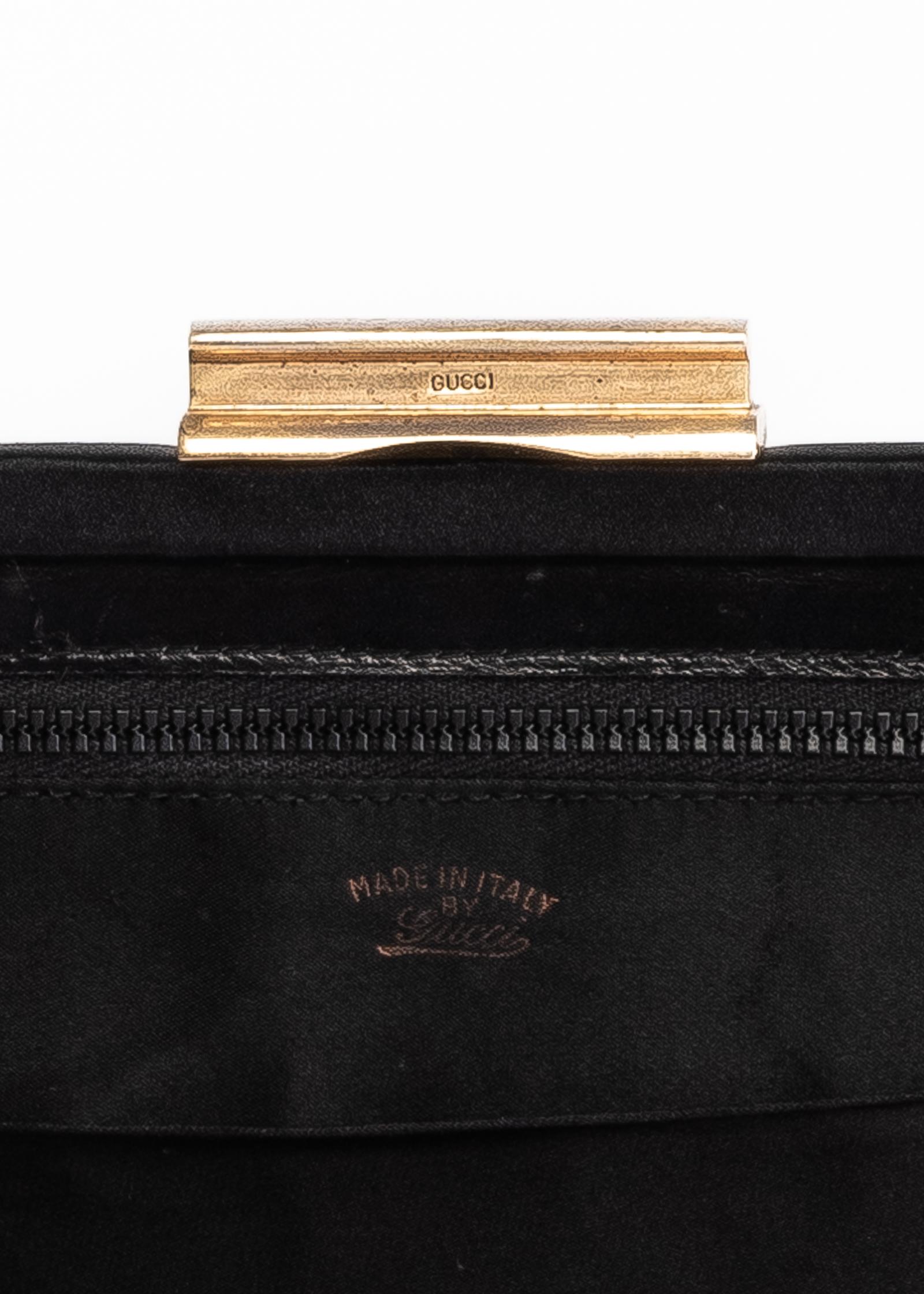 Gucci Vintage 1979 2N1 Schwarze Tages- bis Abendtasche aus Lackleder im Angebot 5