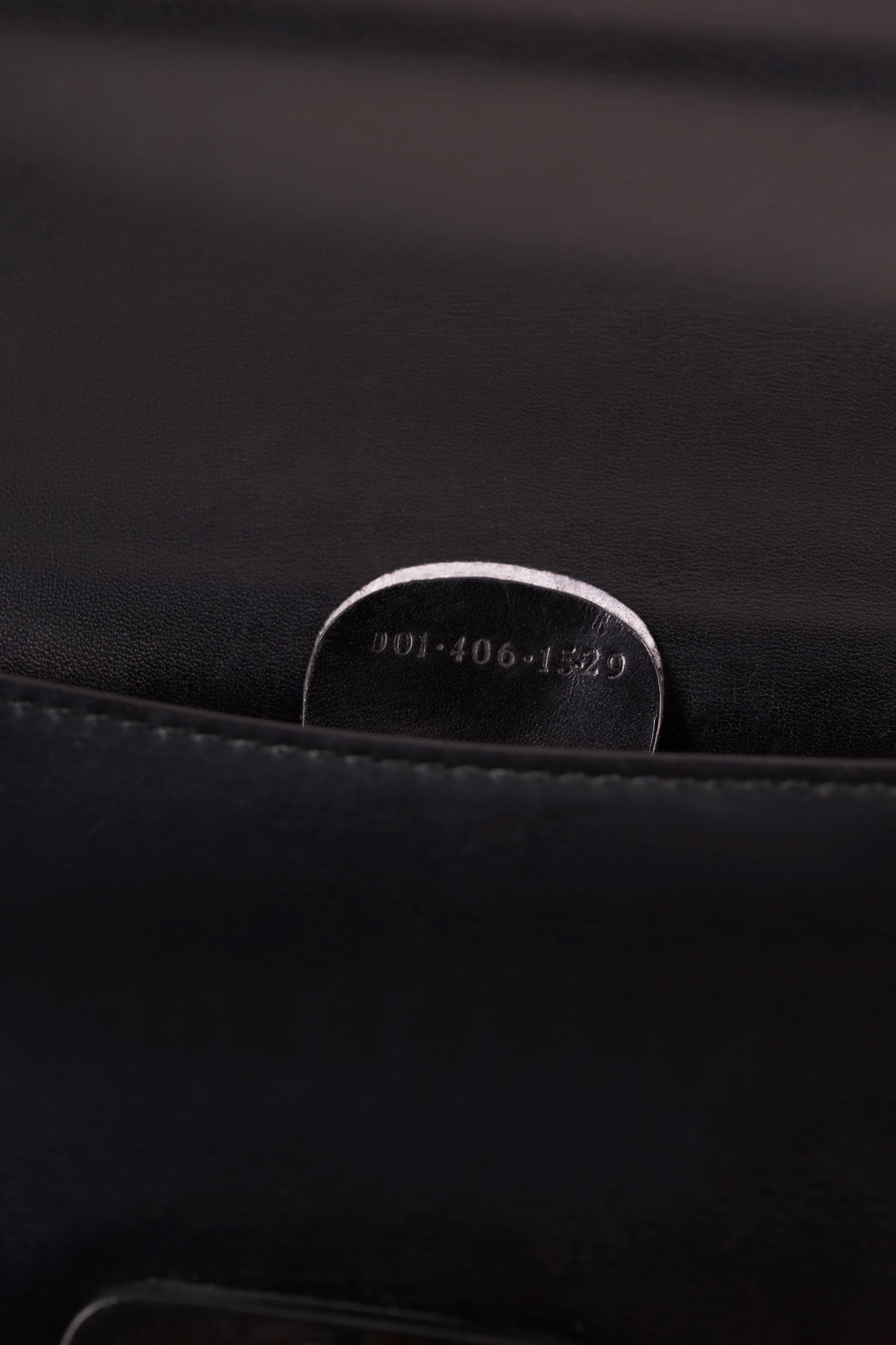 Bolso Gucci Vintage 1980's Satchel 1947 Cuero Negro en venta 6