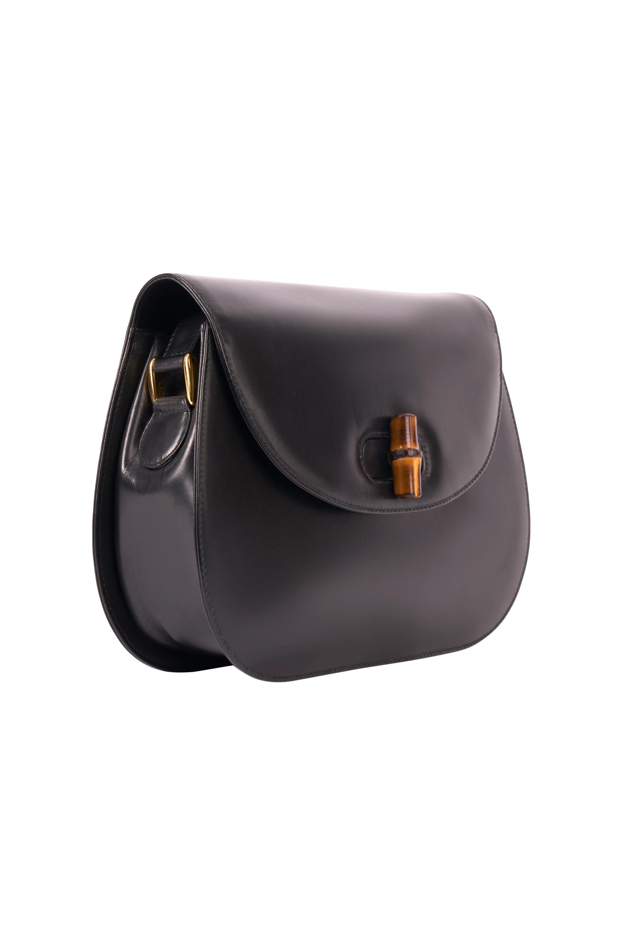 Femenino o masculino Bolso Gucci Vintage 1980's Satchel 1947 Cuero Negro en venta