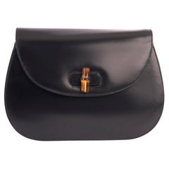 Gucci Vintage 1980's Black Leather Satchel 1947 Bag