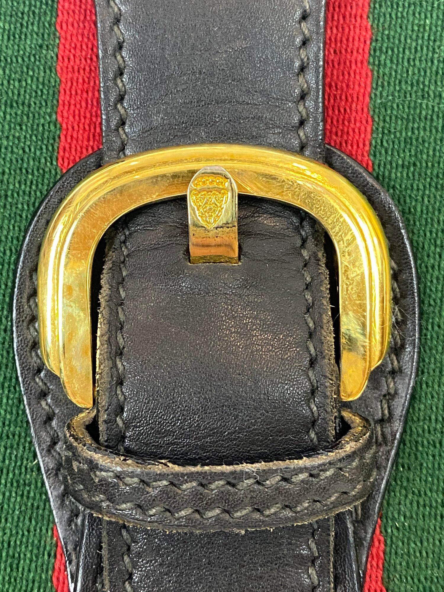 Maleta extragrande Gucci Vintage 1980's Sylvie Web de piel con cerradura 5