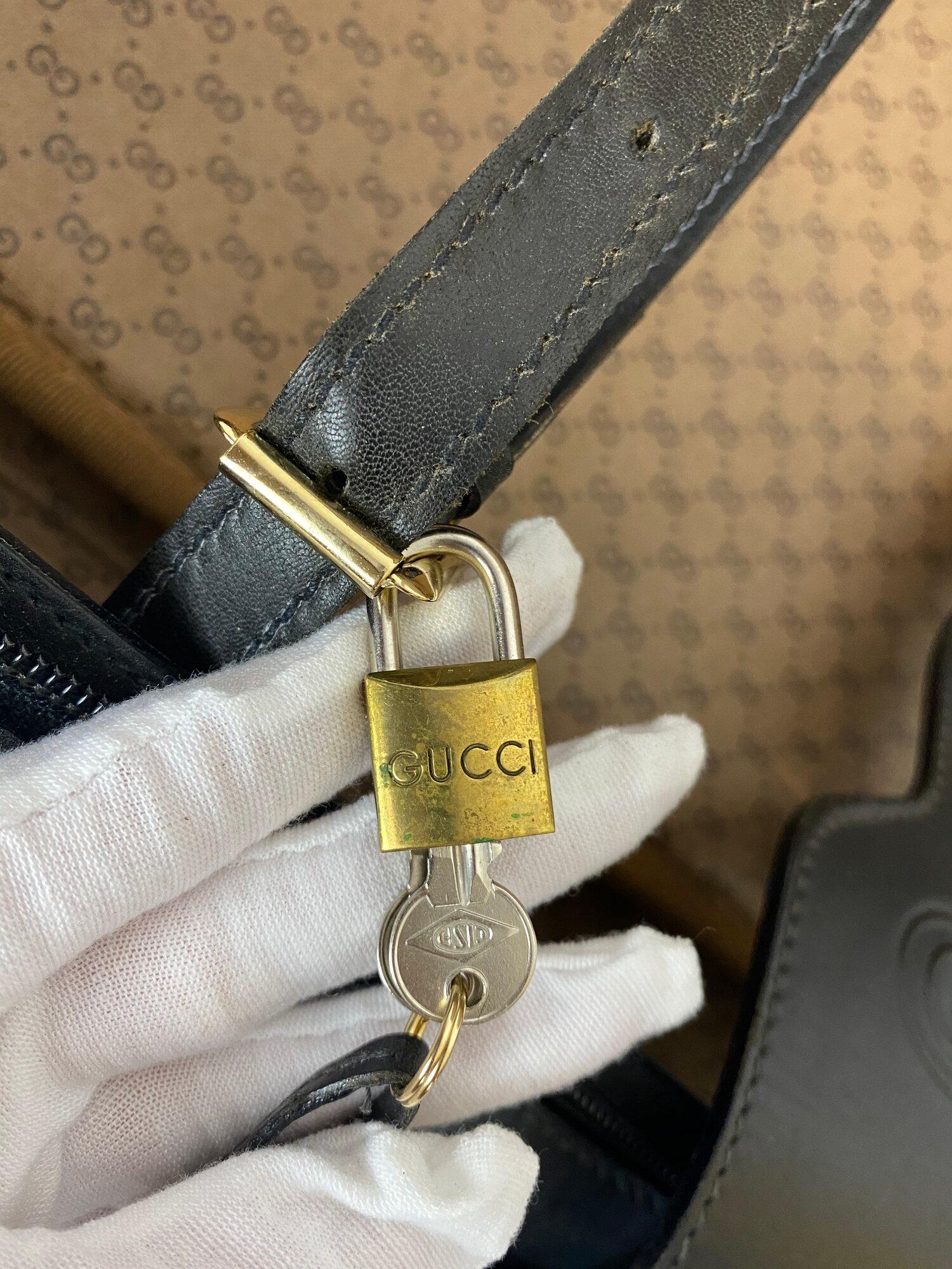 Gucci Vintage 1980's Leather Sylvie Web Leather Lock Extra Large ...