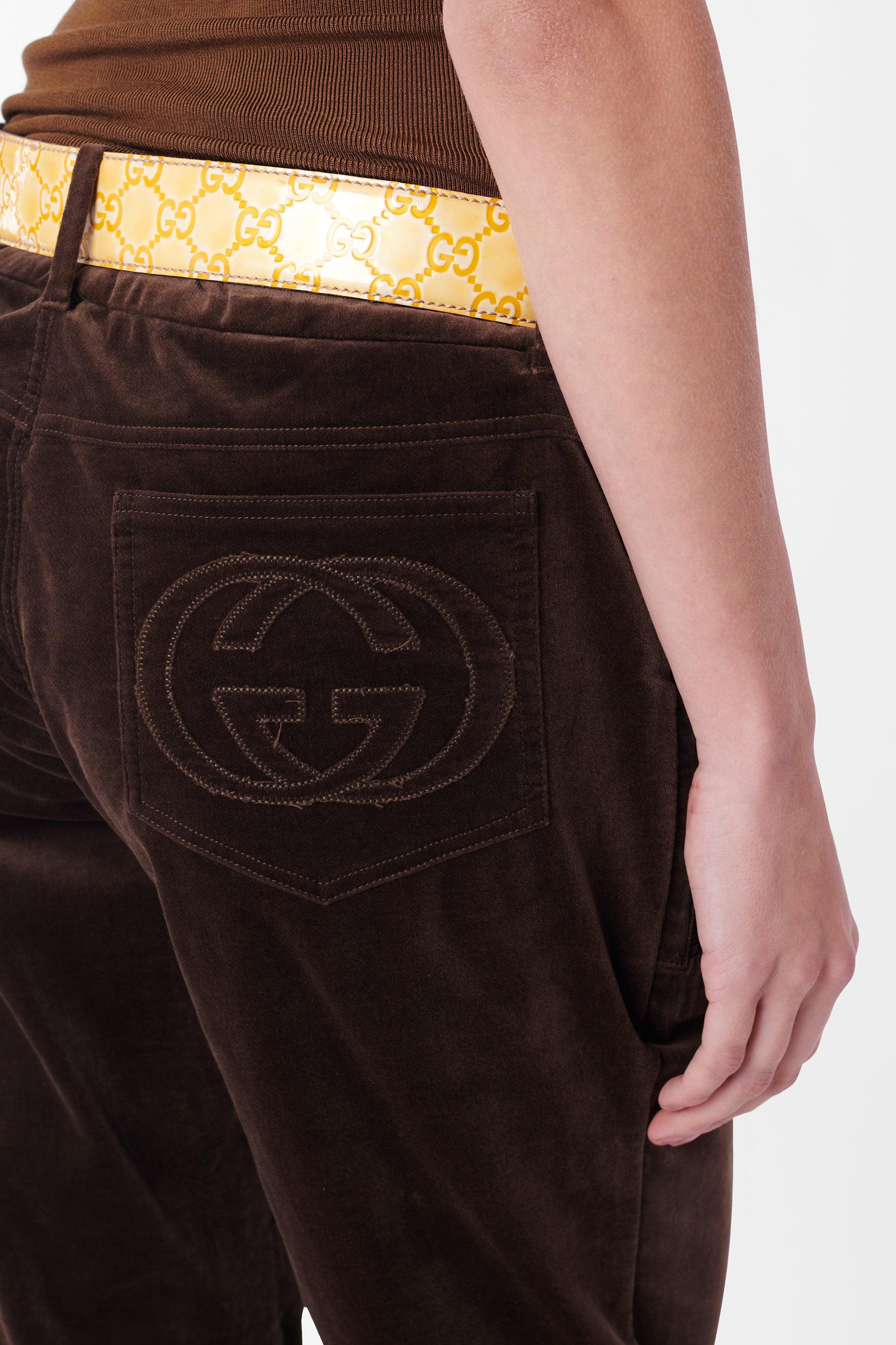 Gucci  Vintage 1990’s Canary Yellow GG logo Belt For Sale 2
