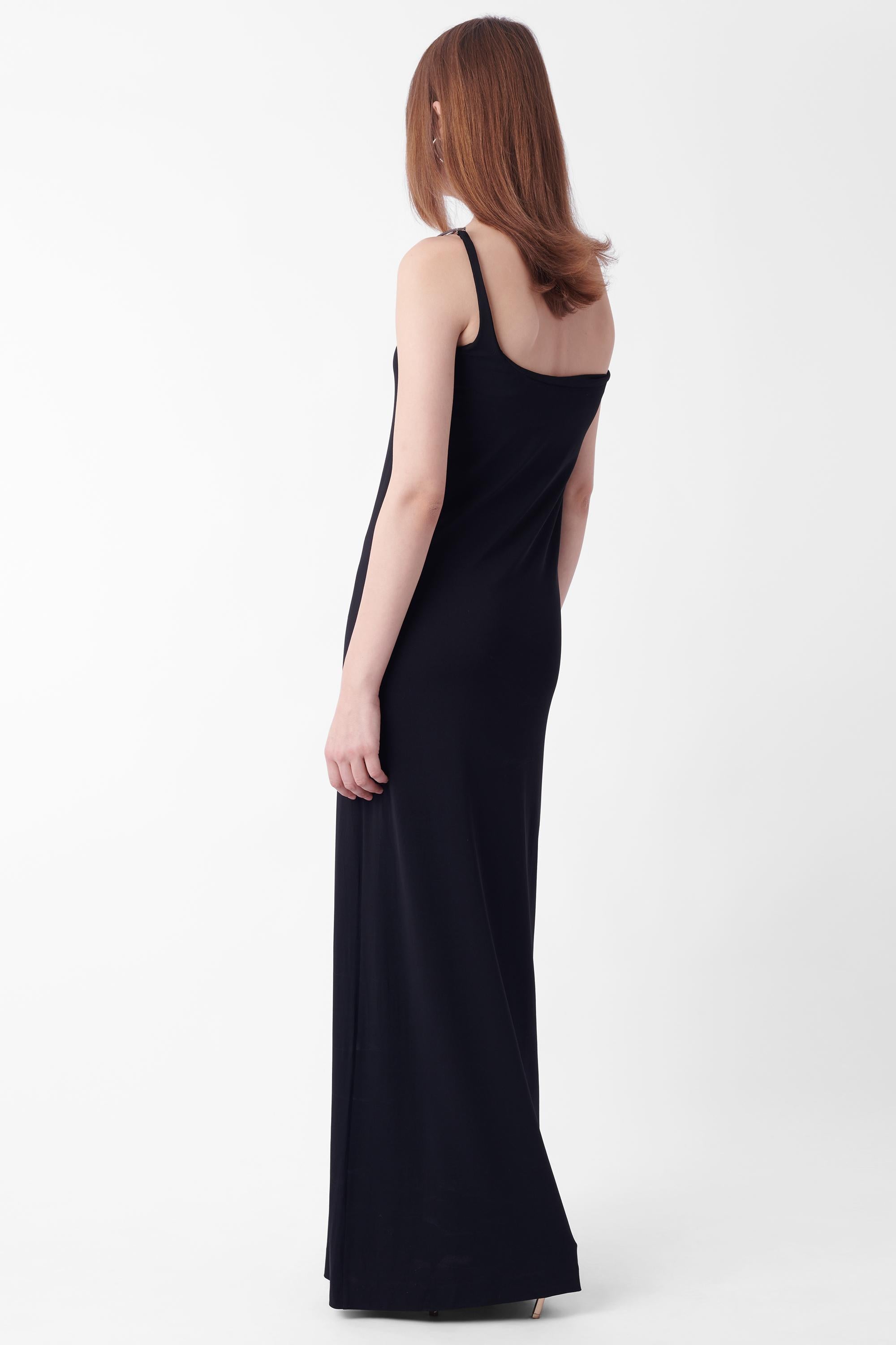 Women's or Men's Gucci Vintage 1998 One Shoulder Black Maxi Dress For Sale