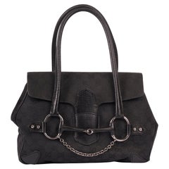 Borsa Gucci vintage anni 2000 con morsetto in Monogram nero