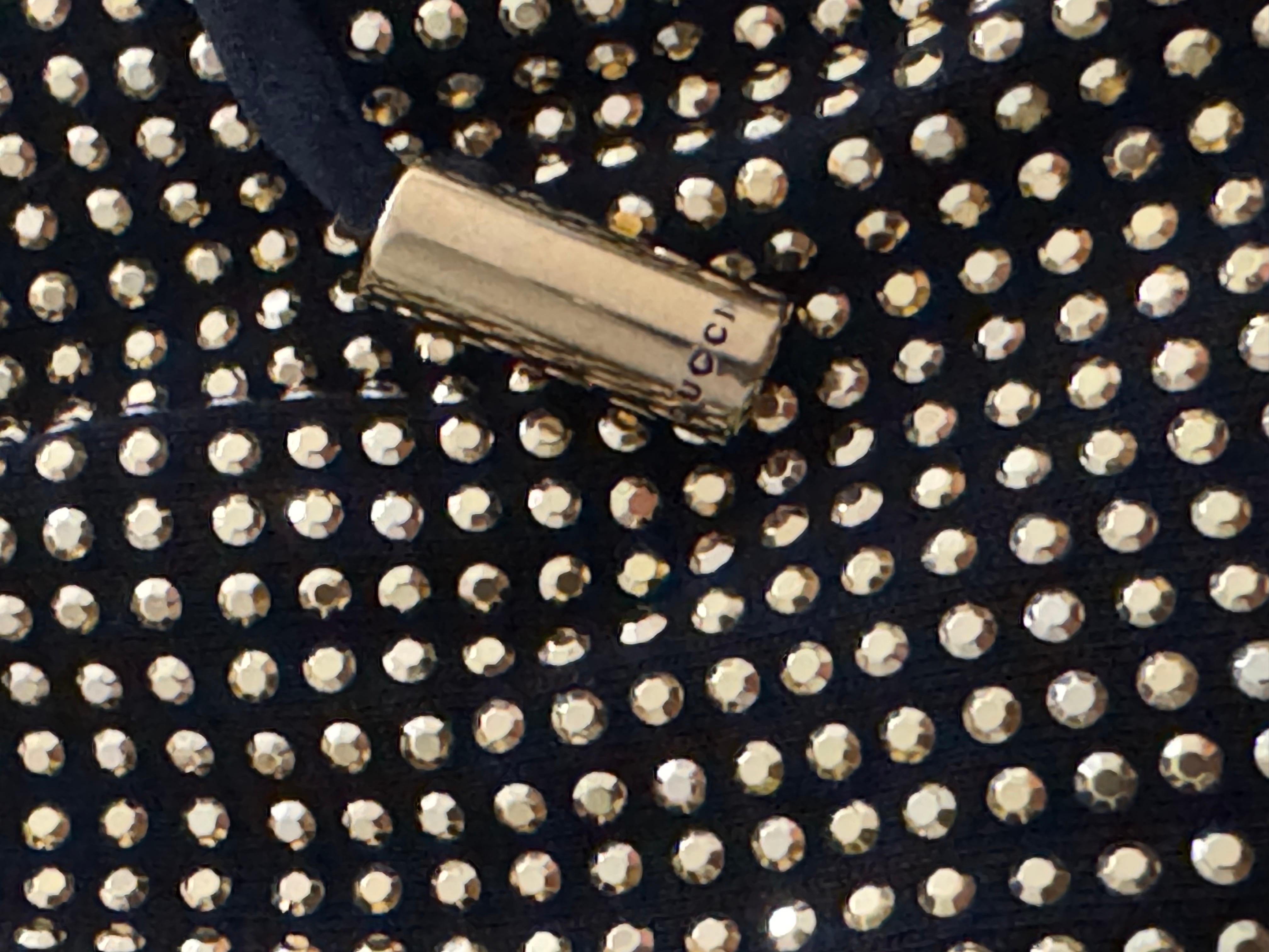 Gucci Vintage 2000s Black With Gold Crystal Stones Embellished Drawstring Pants For Sale 9