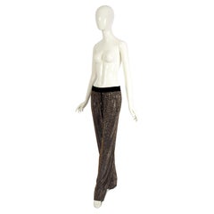 Gucci Vintage 2000s Schwarz mit Gold Crystal Stones verschönert Kordelzug Hose