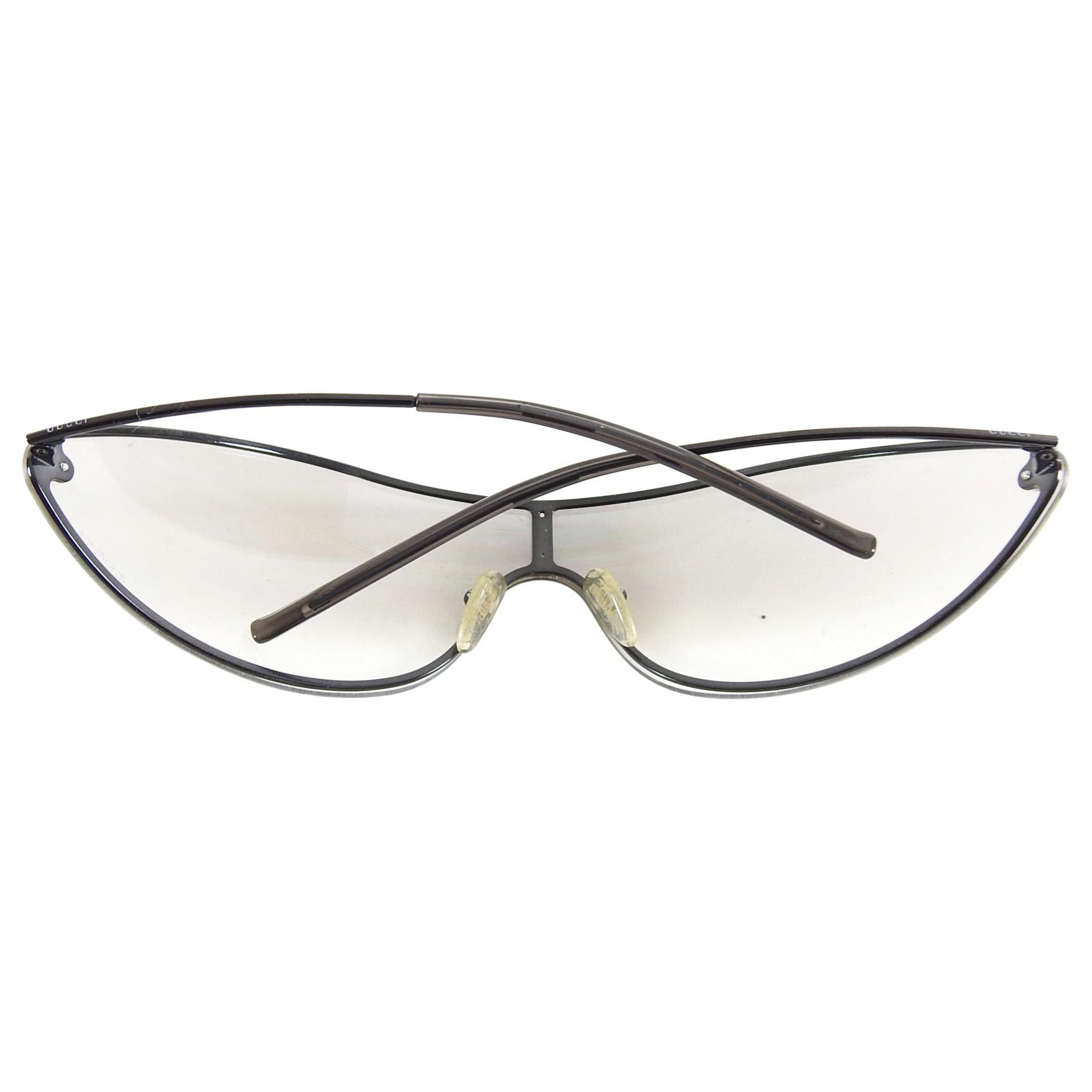 Gray Gucci Vintage 2001 Tom Ford Kate Moss Clear Runway Sunglasses For Sale