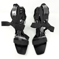 Gucci Vintage 2002 Strappy Ribbon Heels Black Leather 8.5B Tom Ford Era