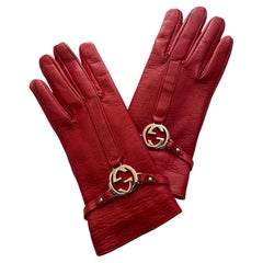 Gucci Vintage 2003 Red Leather Gloves
