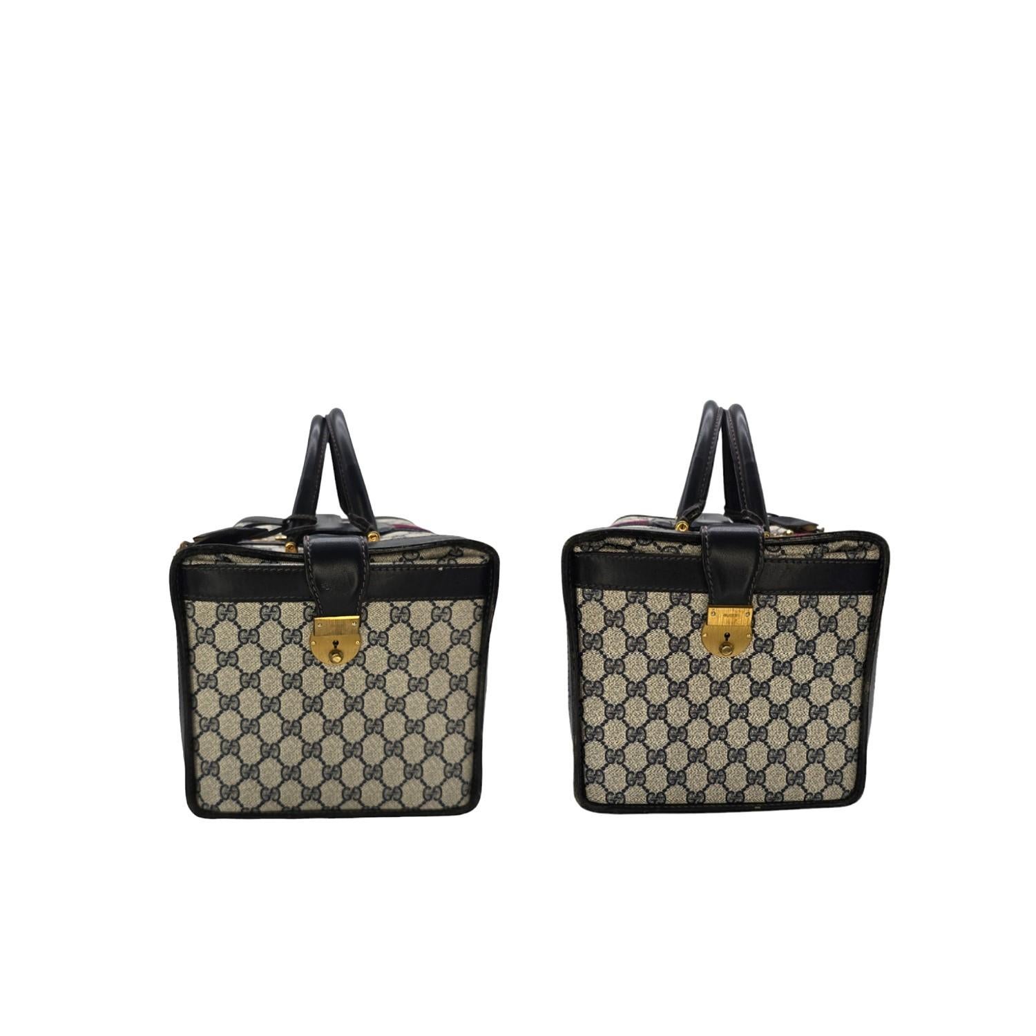 Women's or Men's Gucci Vintage 3-lock Train Case Travel Bag Luggage For Sale