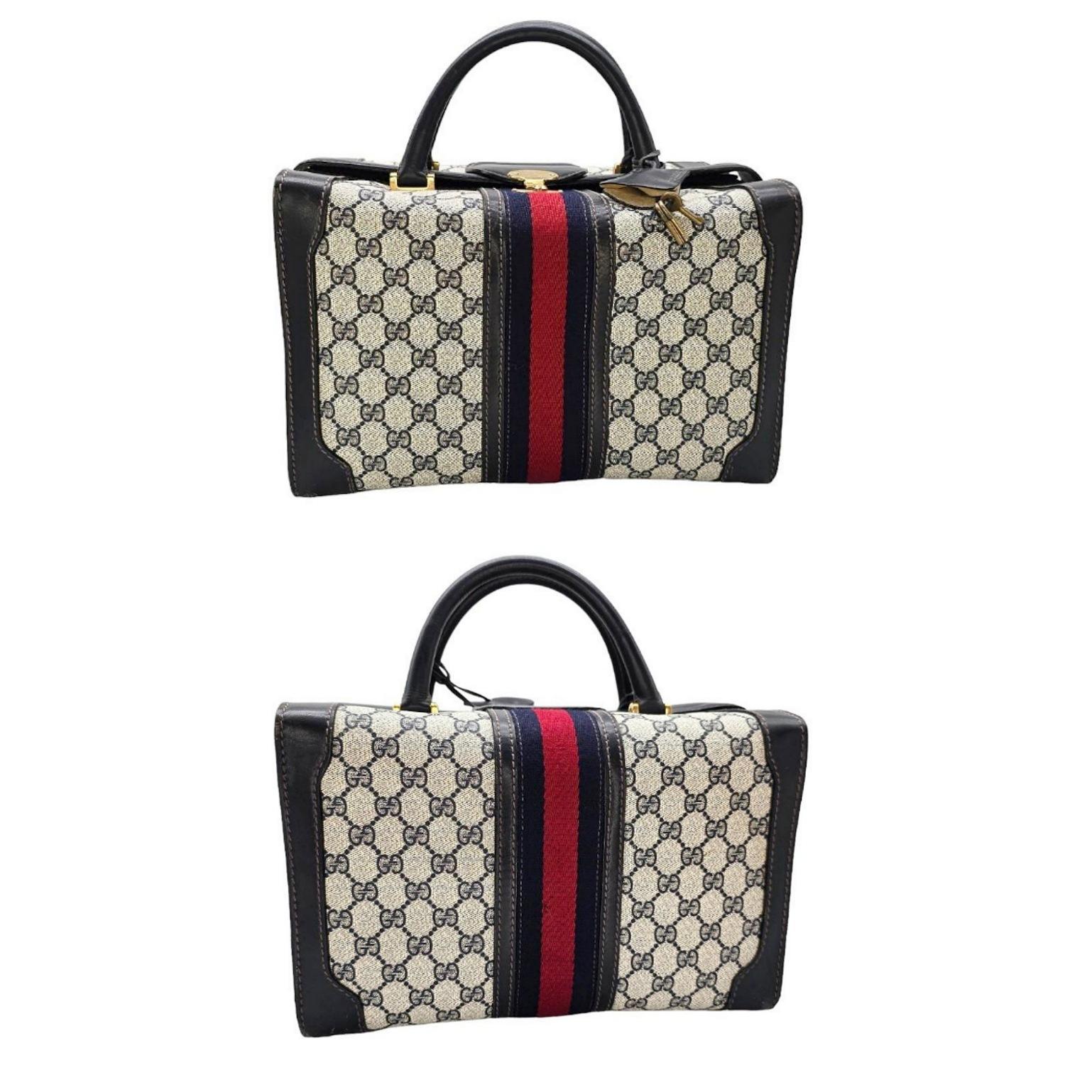 Women's or Men's Gucci Vintage 3-lock Train Case Travel Bag Luggage